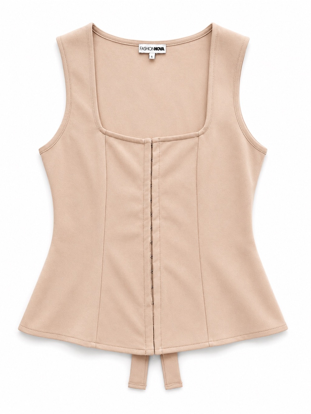 Fashion Nova Nude Hook-Front Sculpting Tank